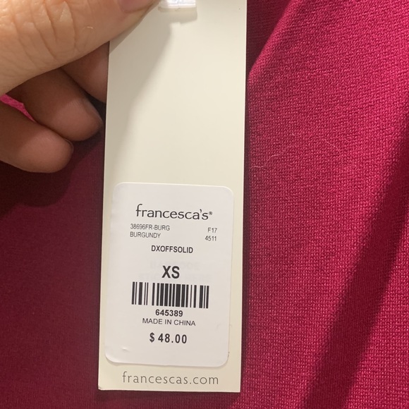 Burgundy off the shoulder, high low dress. Women’s XS - Picture 3 of 3